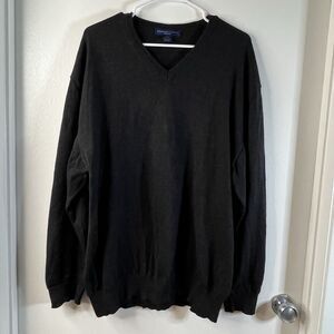 Amherst & Brock Sweater Mens 3XL Gray Lambswool V Neck Pullover Made in Italy